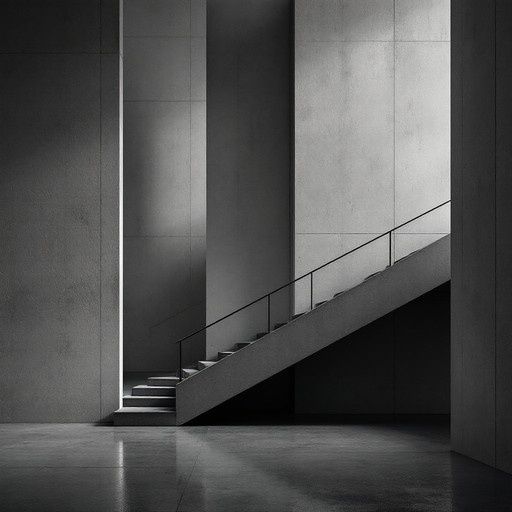 Minimalistische Betontreppe mit klaren Linien in einem dunklen Innenraum
